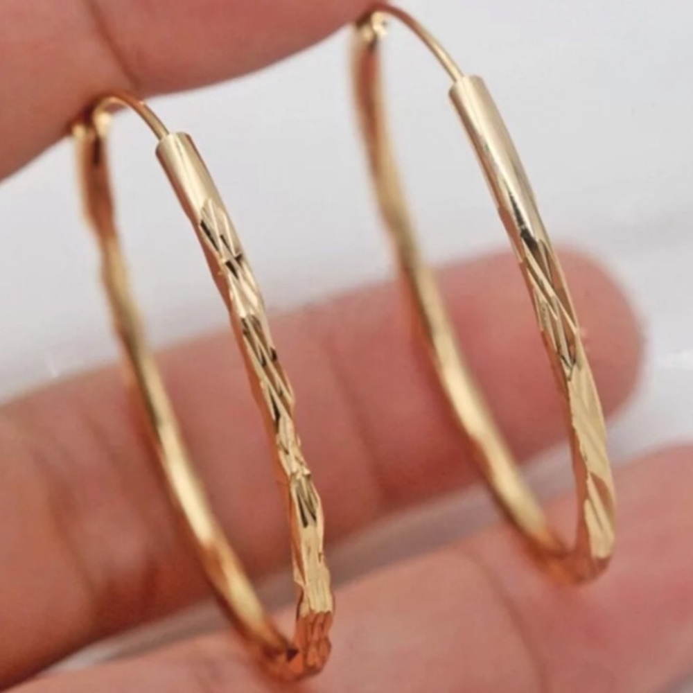 18K yellow gold plated hoop earrings - Picture 2 of 3